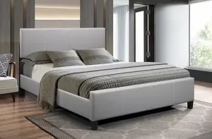 Grey Leather Bed with Contrast Stitching- Single, Double or Queen - Model #5460