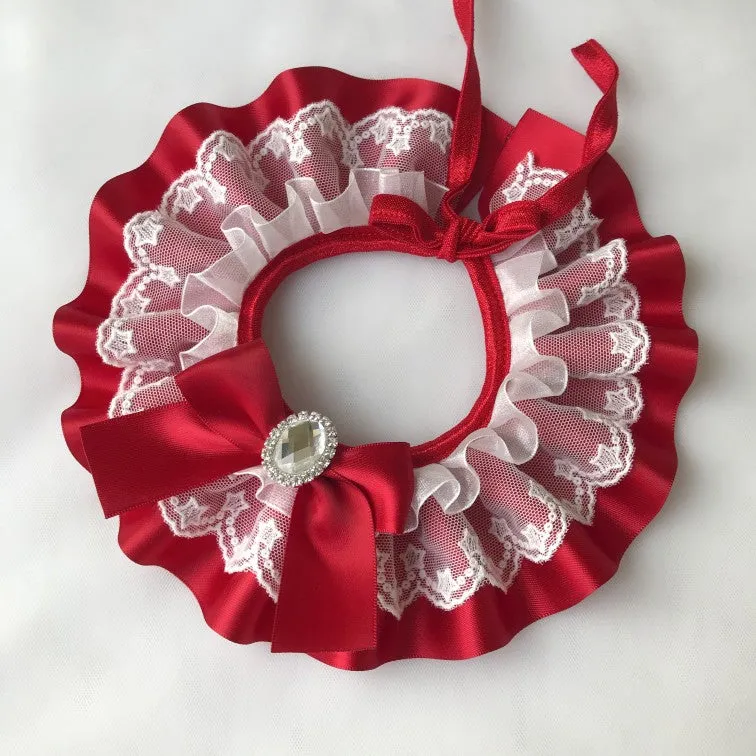 Handcrafted Personalized Ribbon Cat Bib Collar Necklace