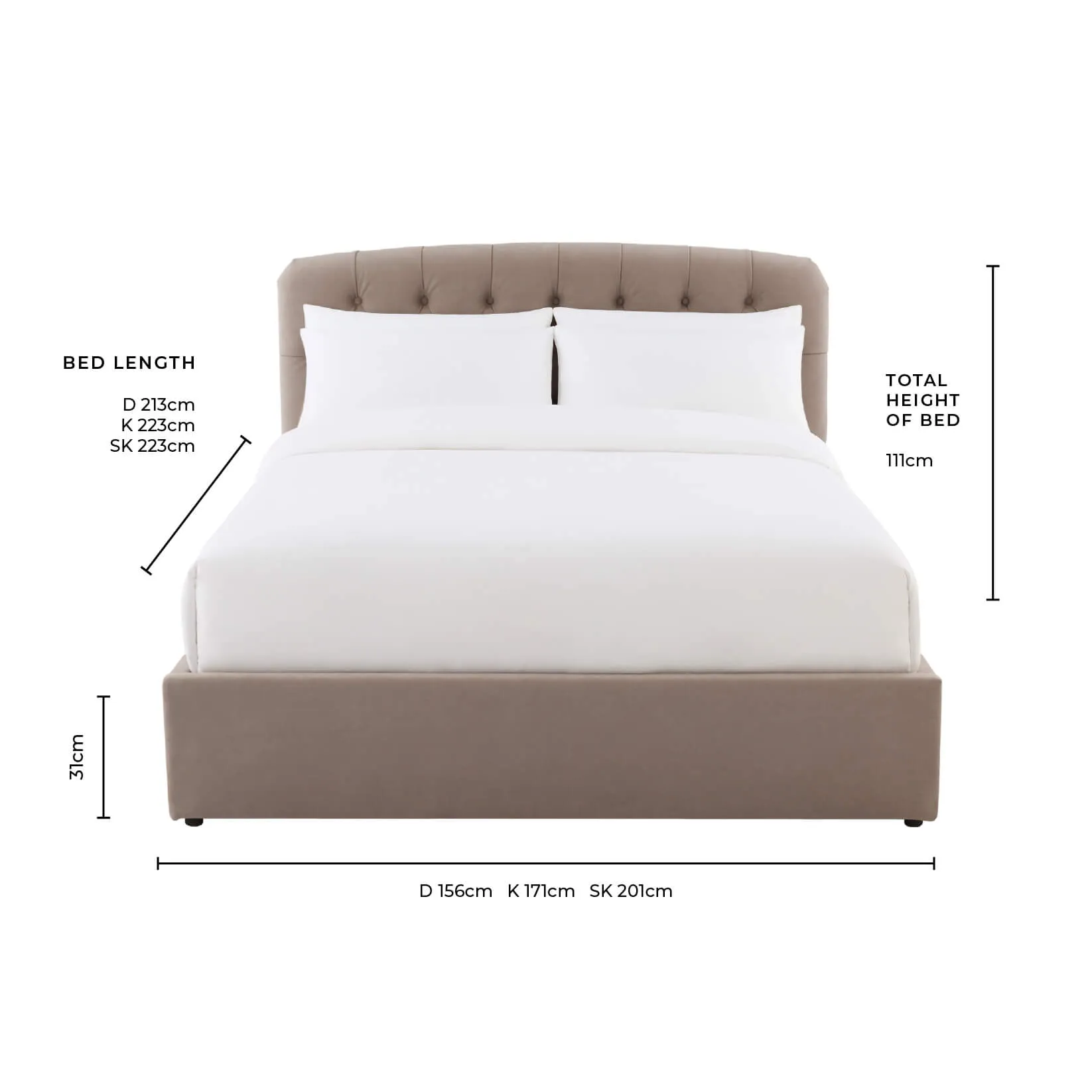 Hebden Ottoman Storage Bed - Sand