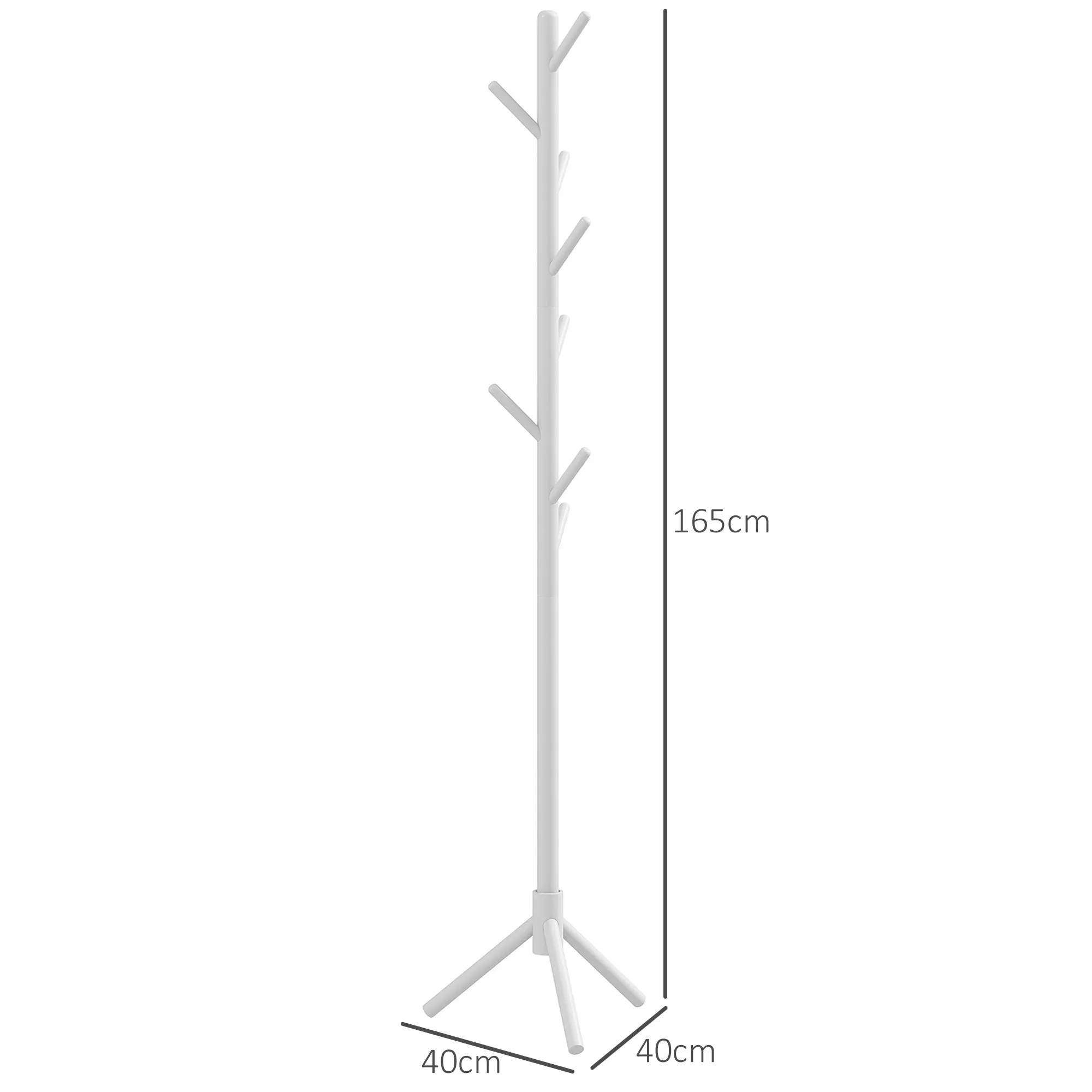 HOMCOM Coat Rack Bamboo Coat Stand with 8 Hooks for Handbags, White