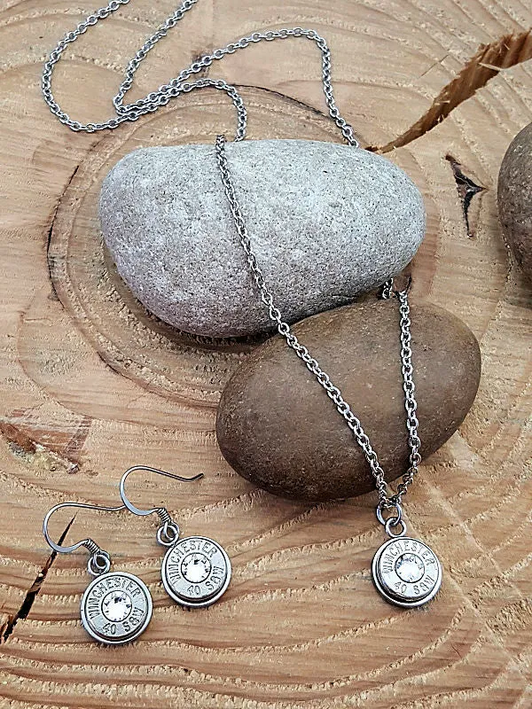 Jewelry Set - Small Caliber Stainless Bullet Necklace & Earring Set