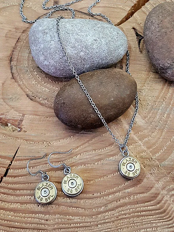 Jewelry Set - Small Caliber Stainless Bullet Necklace & Earring Set
