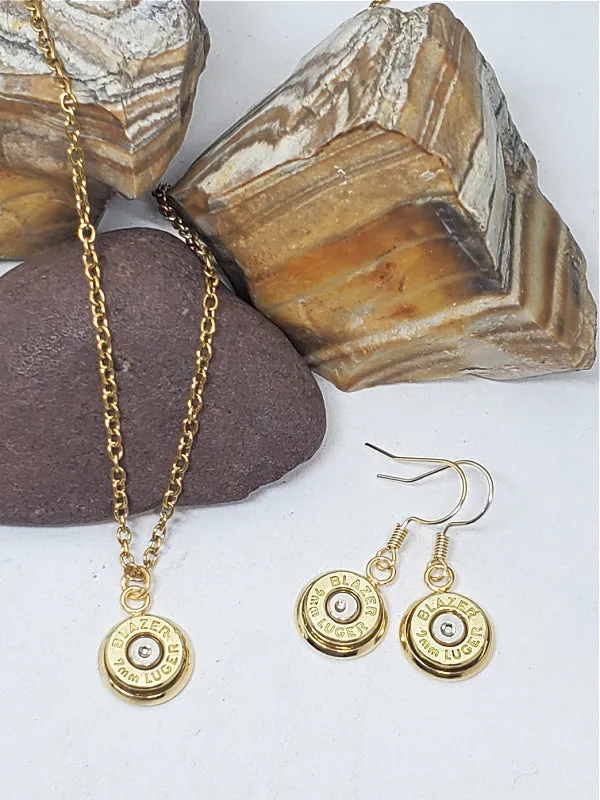 Jewelry Set - Small Caliber Stainless Bullet Necklace & Earring Set