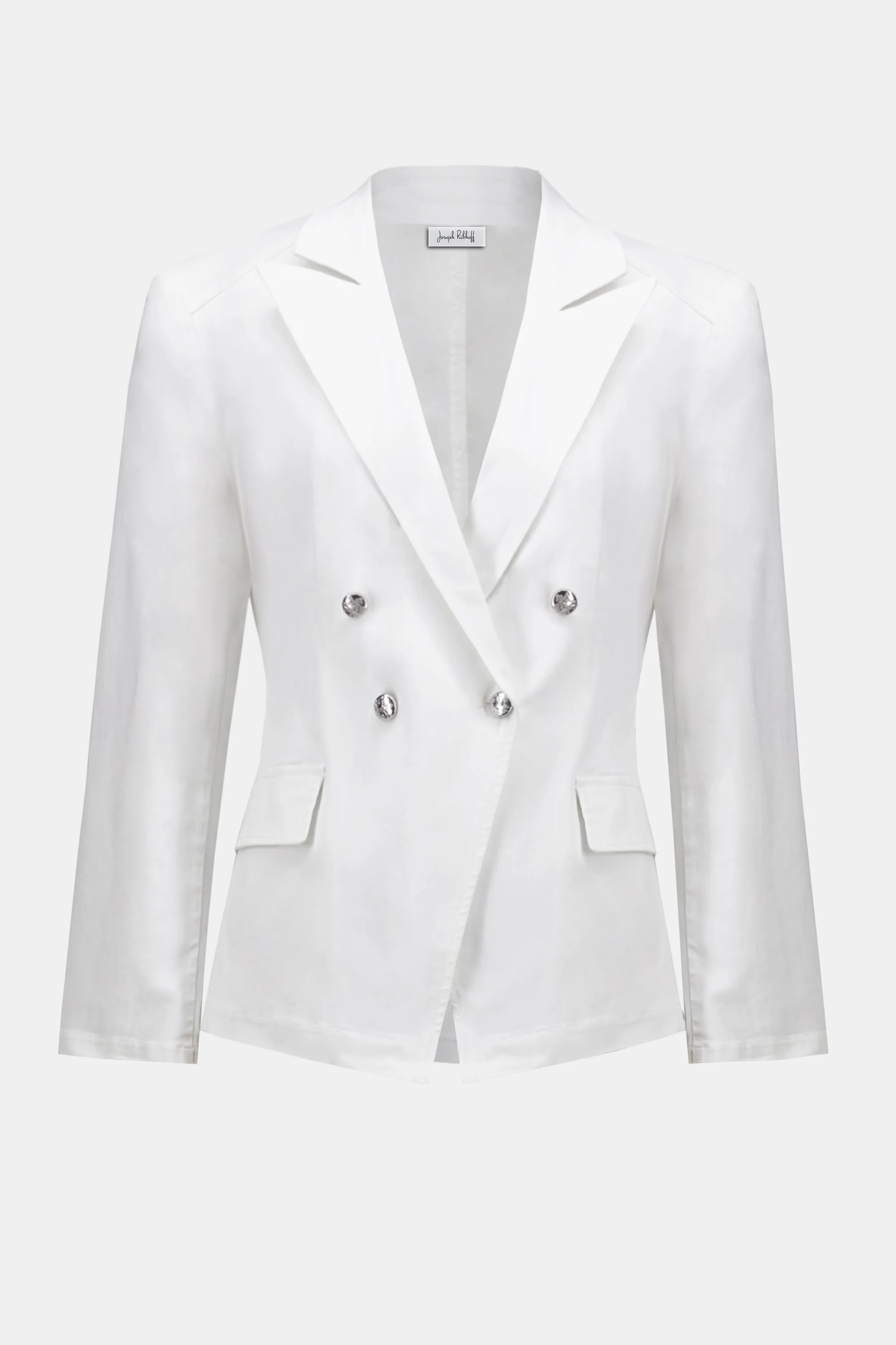 Joseph Ribkoff White Stretch Denim Double-Breasted Blazer