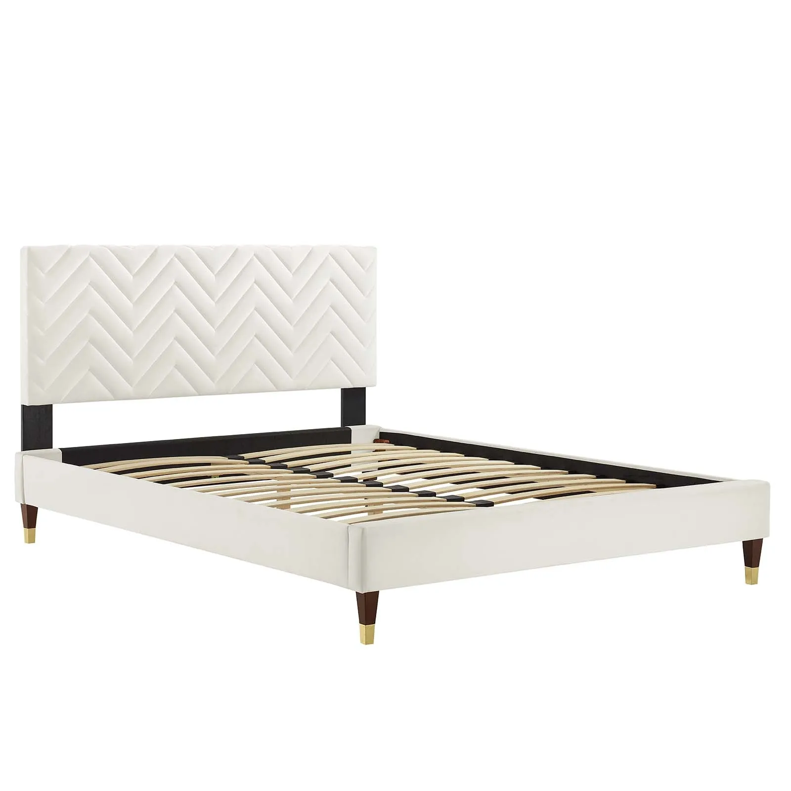 Leah Chevron Tufted Performance Velvet Platform Bed