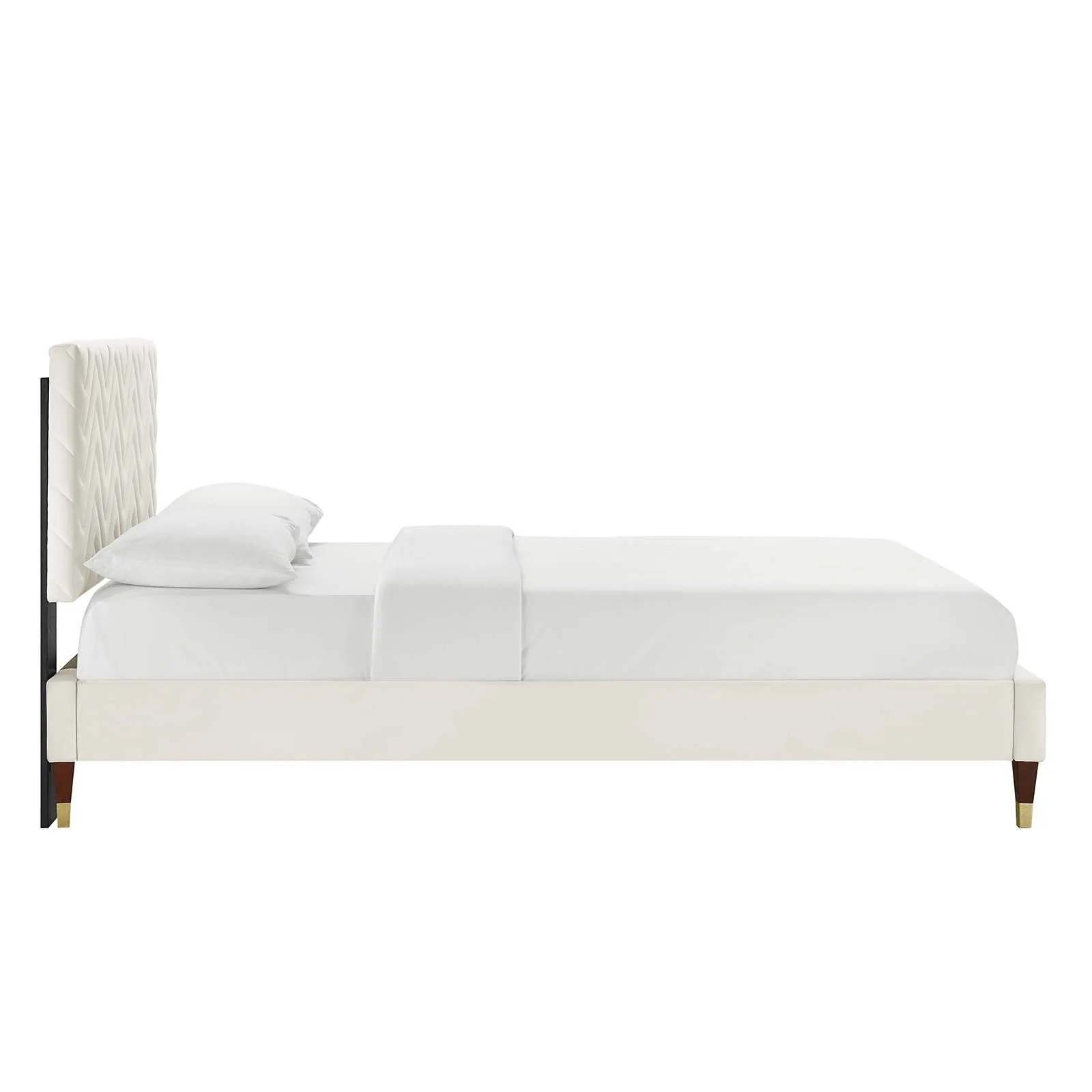 Leah Chevron Tufted Performance Velvet Platform Bed
