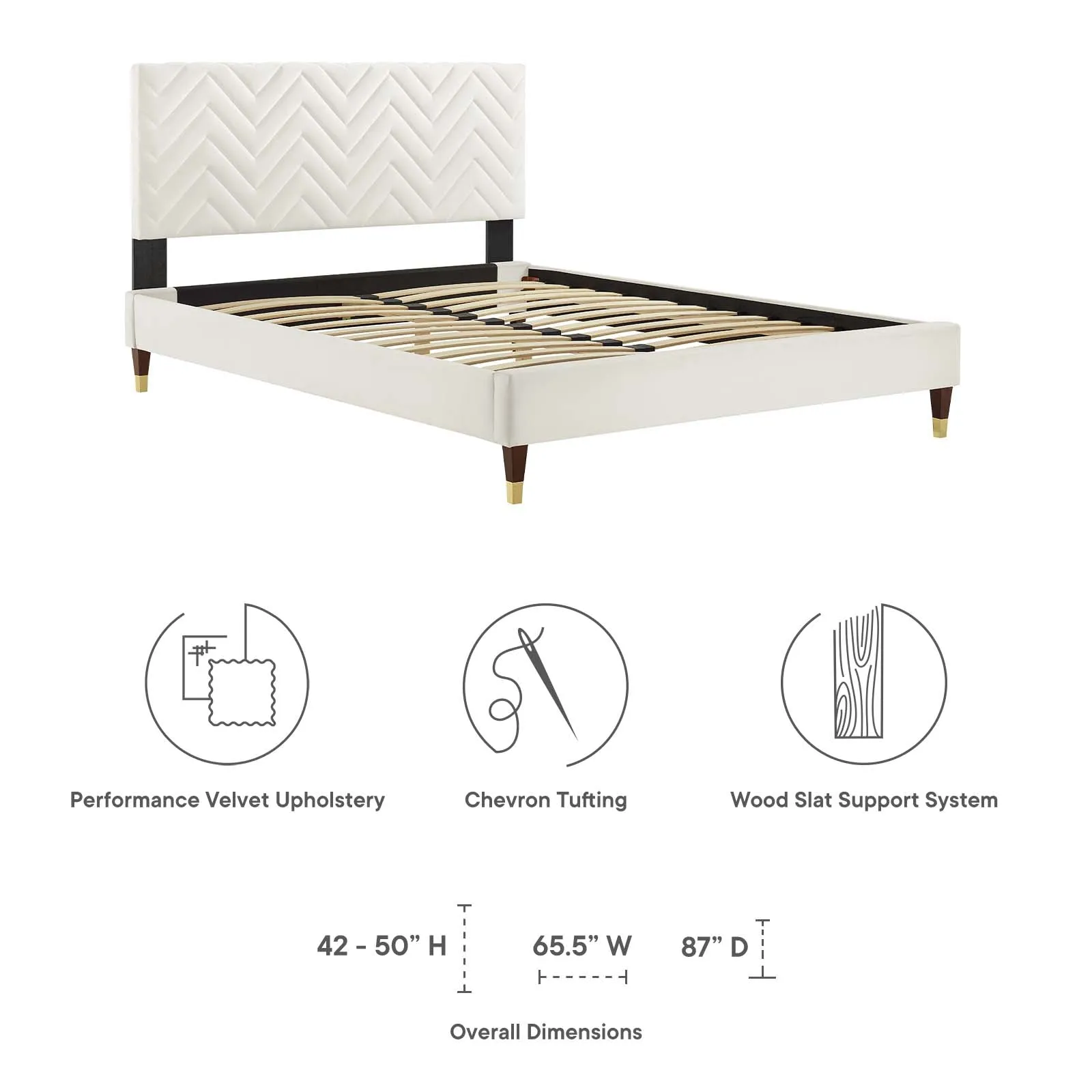 Leah Chevron Tufted Performance Velvet Platform Bed
