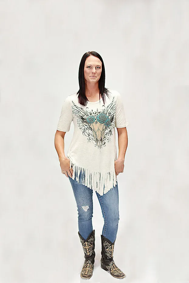 Liberty Wear Collection Tops: Blue Rose Steer