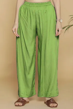Light Green Flared Rayon Palazzo Pants