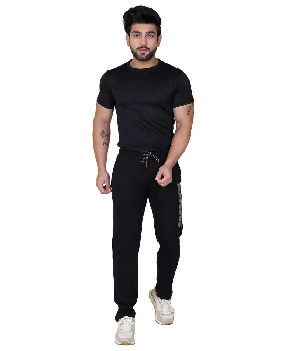Men's Black Printed Track Pant