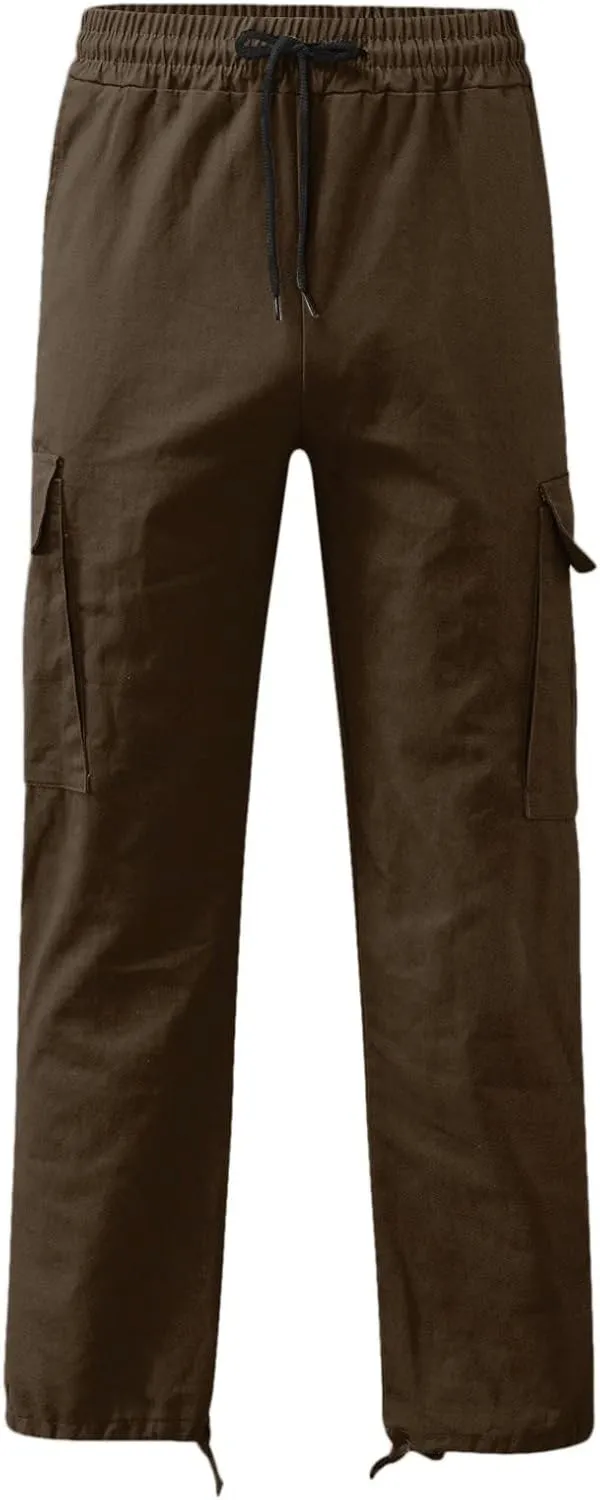 Mens Sweatpants Joggers Pants Man Cargo Pants Men's Heavyweight Cargo Fleece Sweatpants Stretch Elastic Waist Jogger