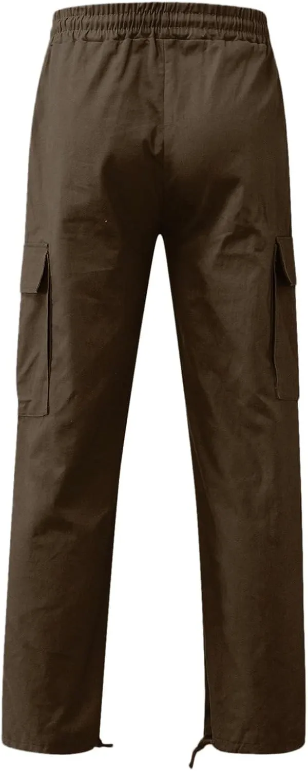 Mens Sweatpants Joggers Pants Man Cargo Pants Men's Heavyweight Cargo Fleece Sweatpants Stretch Elastic Waist Jogger