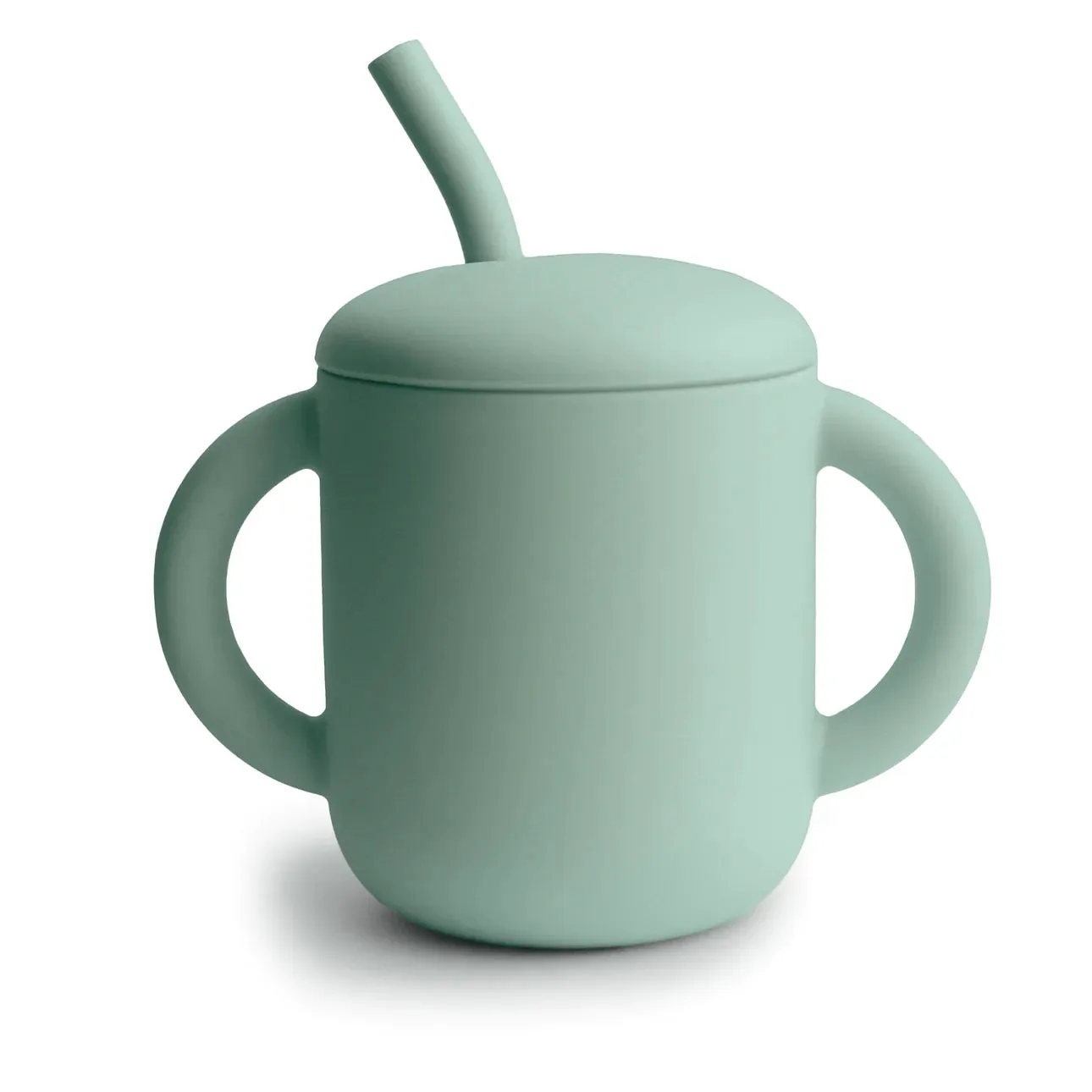 Mushie Silicone Training Cup with Straw in Cambridge Blue