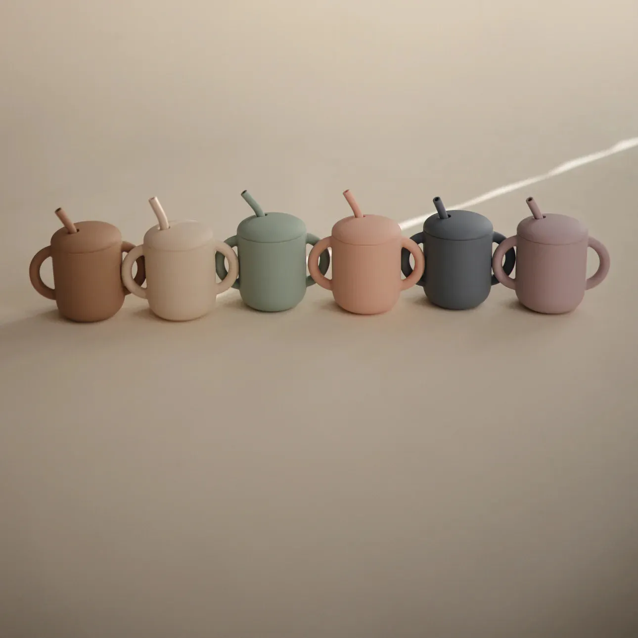Mushie Silicone Training Cup with Straw in Natural