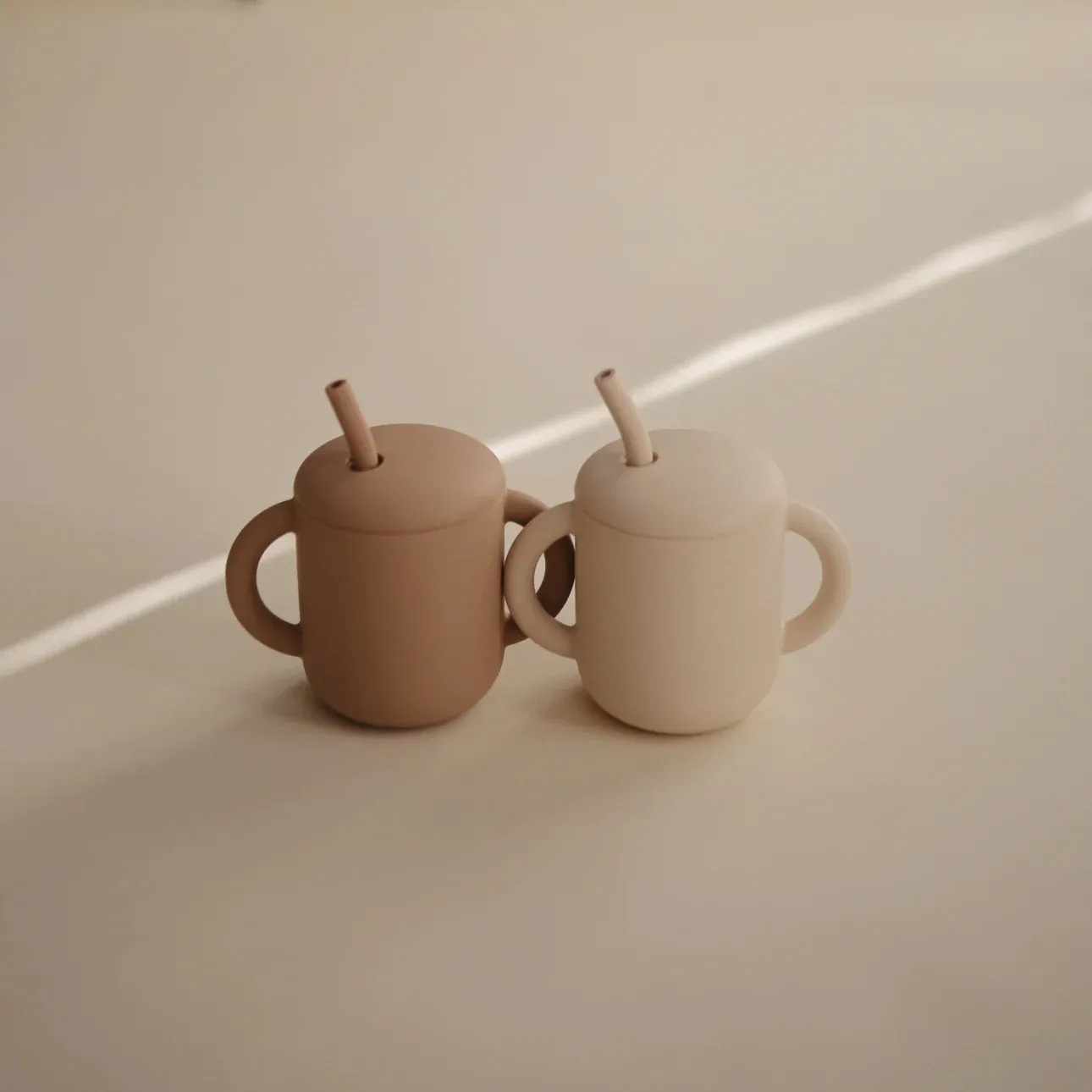 Mushie Silicone Training Cup with Straw in Natural