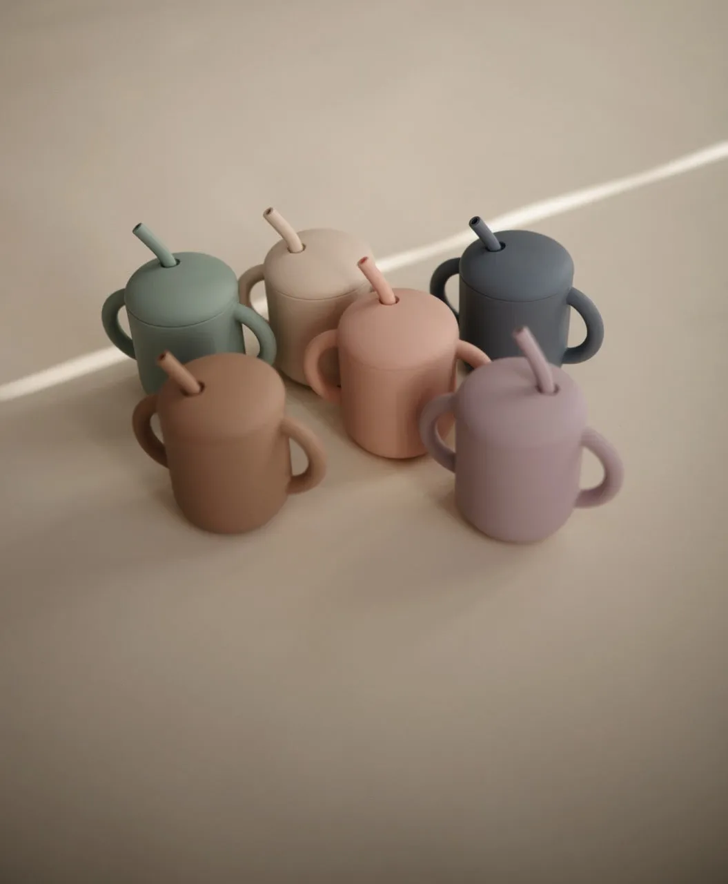 Mushie Silicone Training Cup with Straw in Soft Lilac