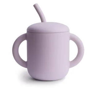 Mushie Silicone Training Cup with Straw in Soft Lilac