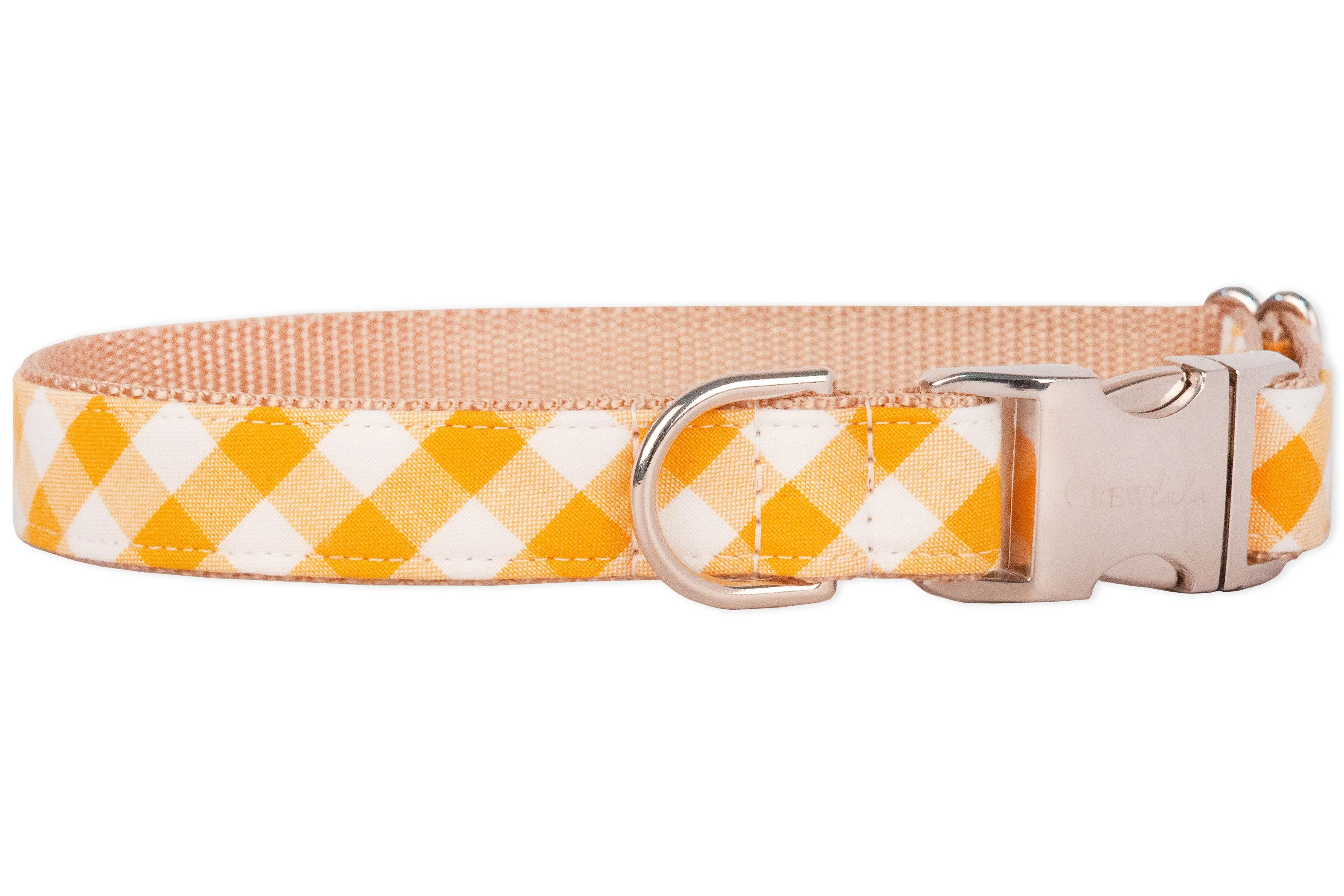 Mustard Check Bow Tie Dog Collar