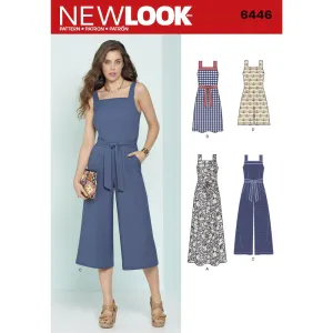 Newlook Pattern 6446 Misses' Jumpsuits and Dresses