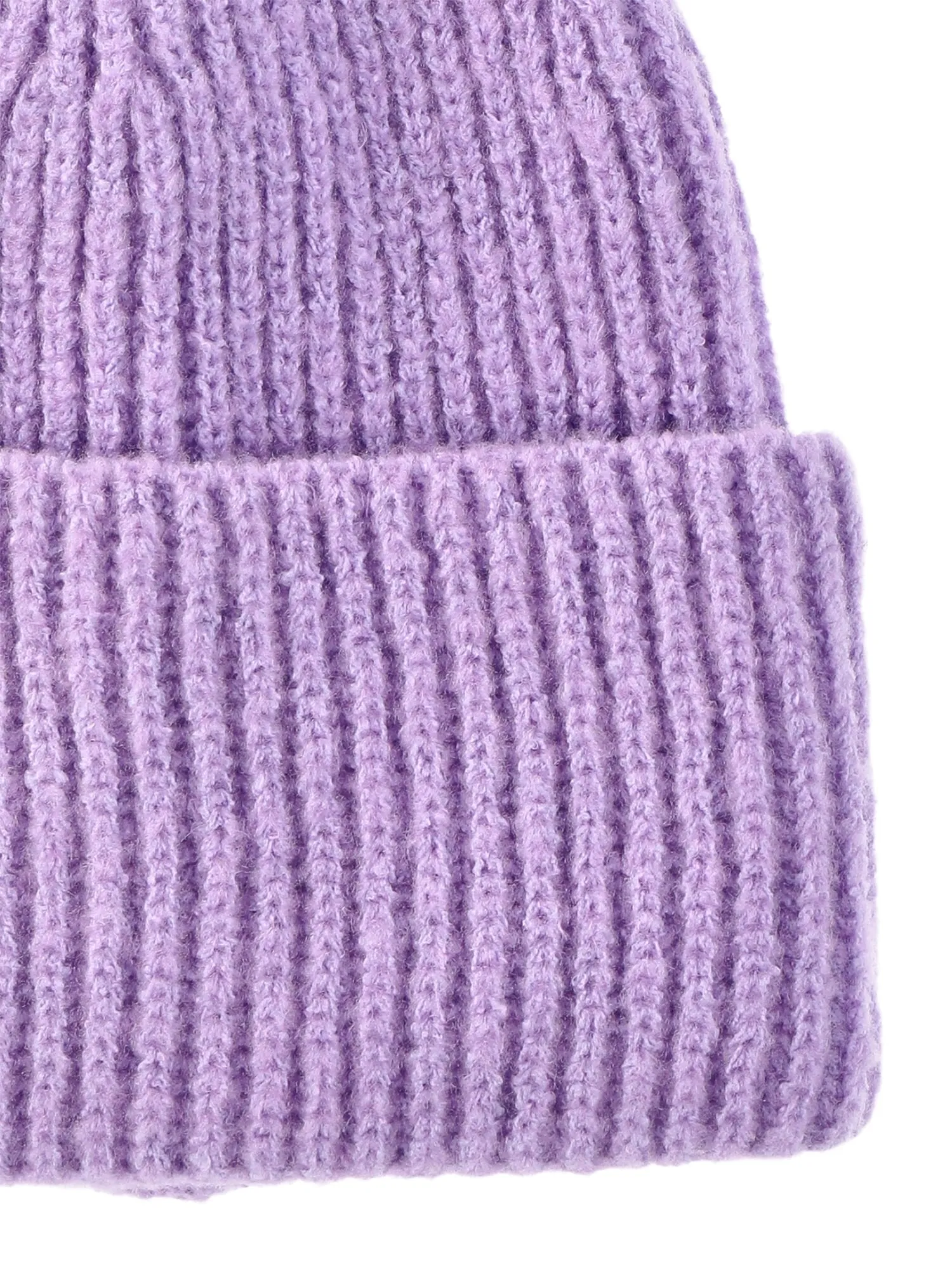 No Boundaries Women's Ribbed Fisherman Winter Beanie, Purple Plumeria