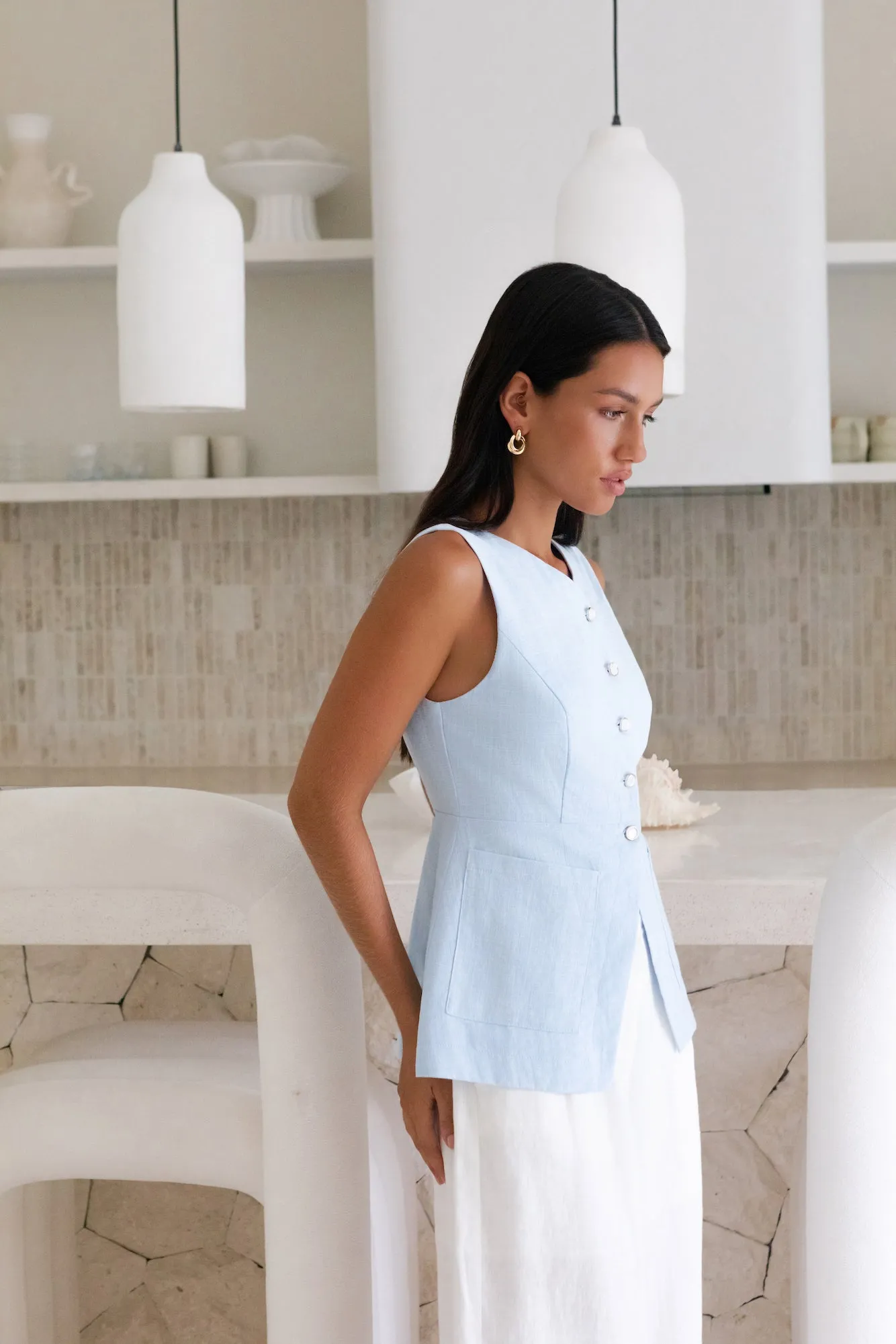 Ocean Eyes Vest Top Blue