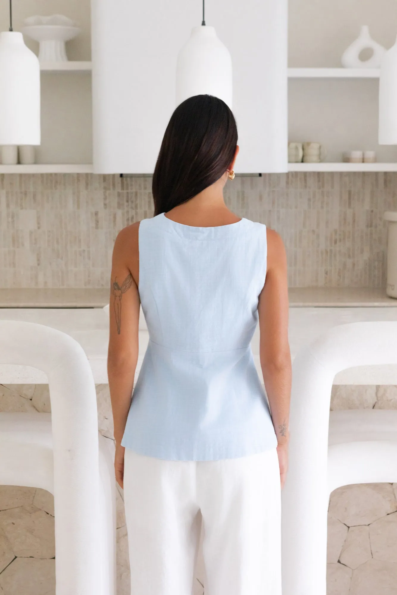 Ocean Eyes Vest Top Blue
