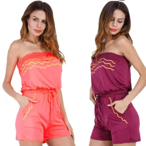 Off Shoulder Print Beach Swimming Romper