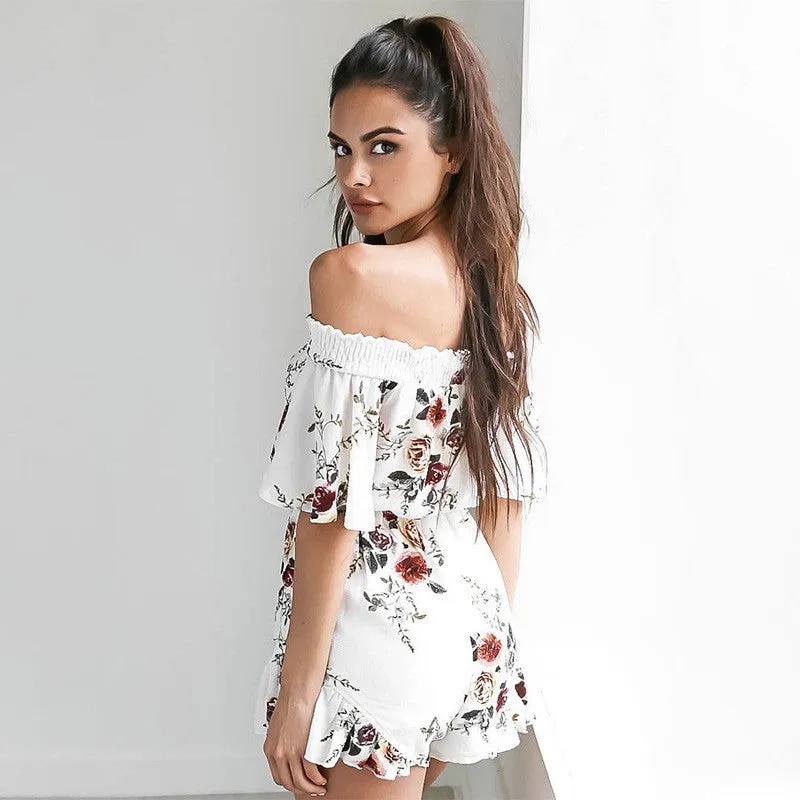 Off Shoulder Print Romper