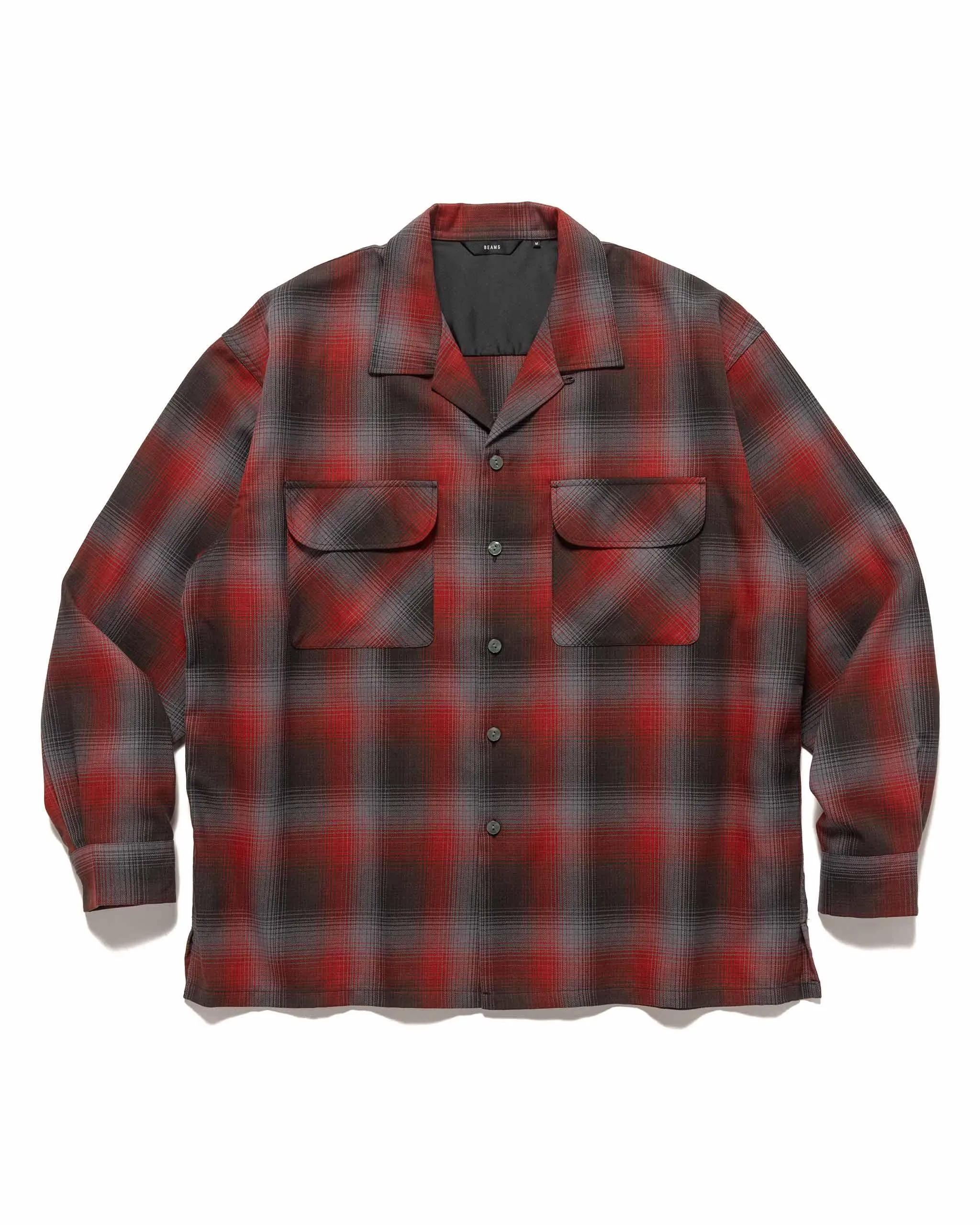 Ombre Open Collar Flannel Shirt Red