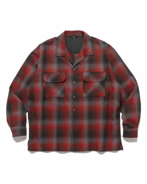 Ombre Open Collar Flannel Shirt Red