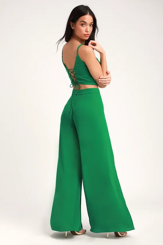 Out Tonight Green Two-Piece Jumpsuit