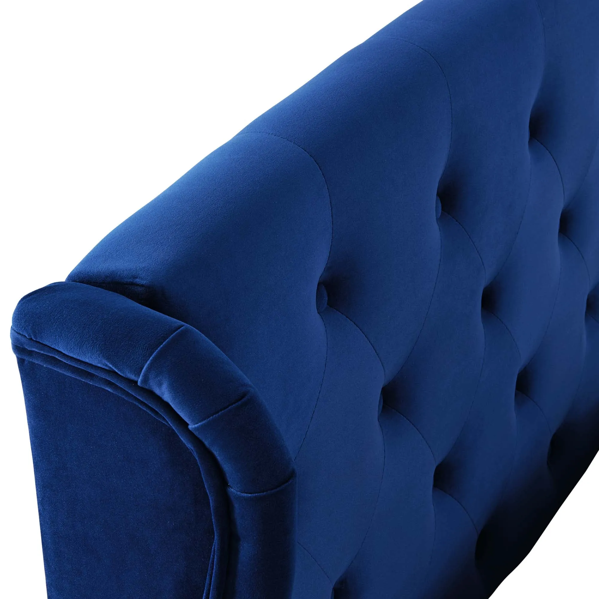 Penelope Navy Tufted Wingback Queen Performance Velvet Platform Bed