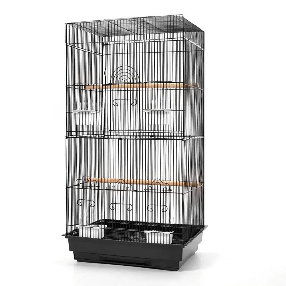 Pet Bird Cage Tall with Feeders