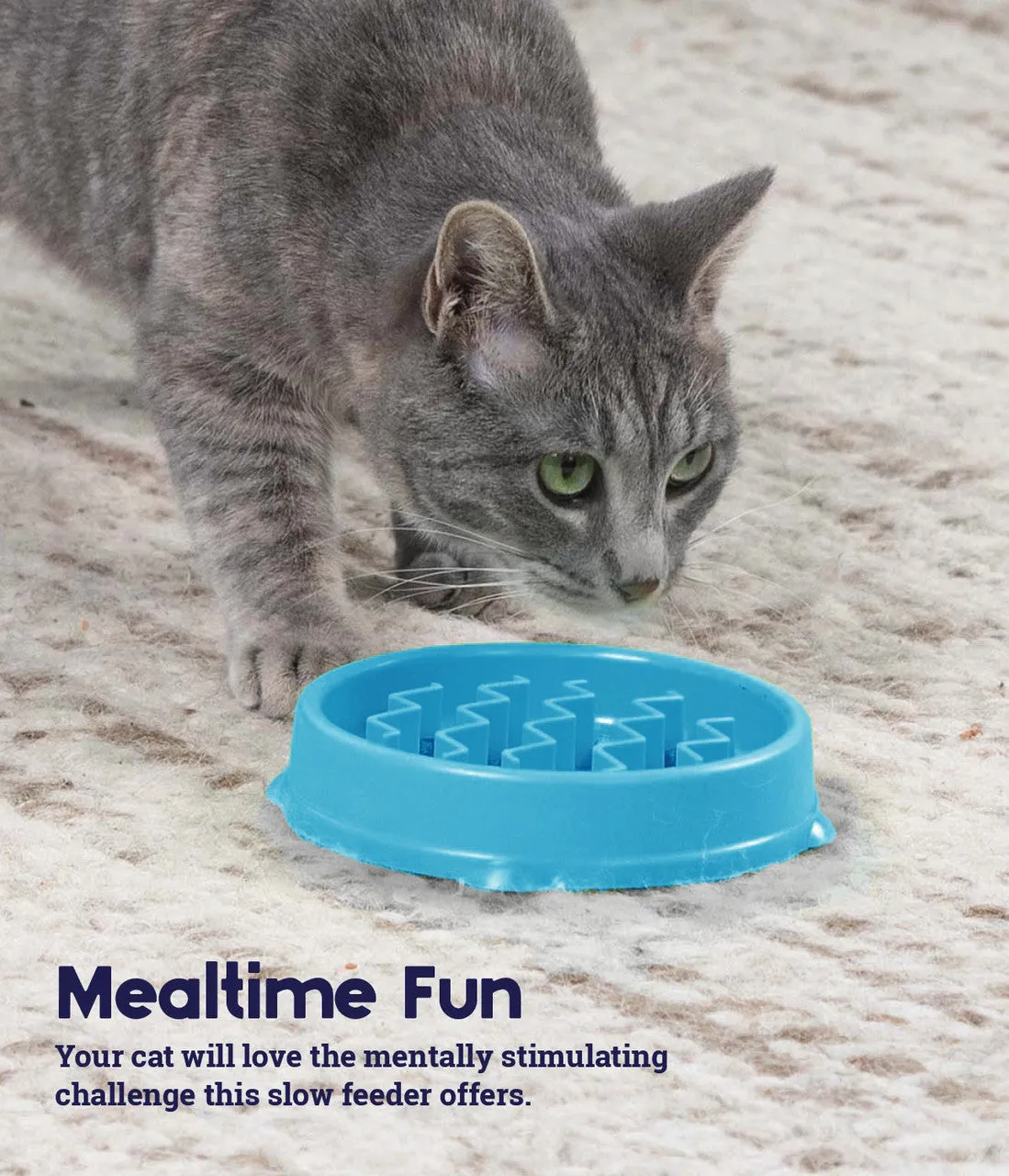 PETSTAGES Kitty Slow Feeder, Blue