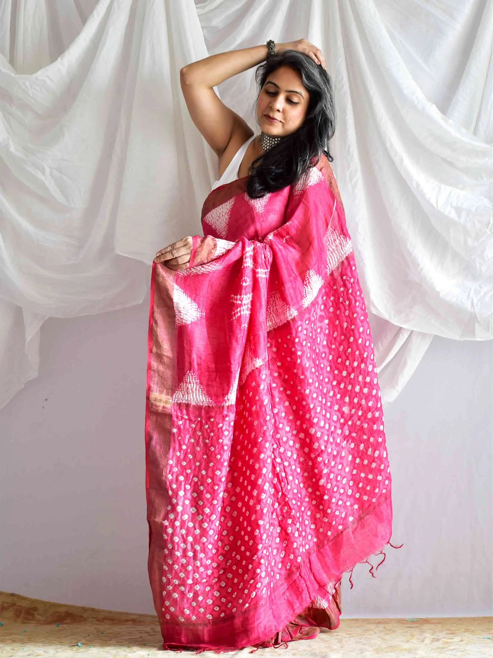 Phaalse - handloom linen shibori saree