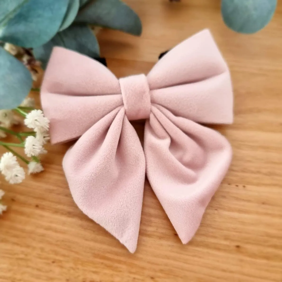 Pink dog bow tie - Dusty Pink velvet sailor dog bowtie with tails