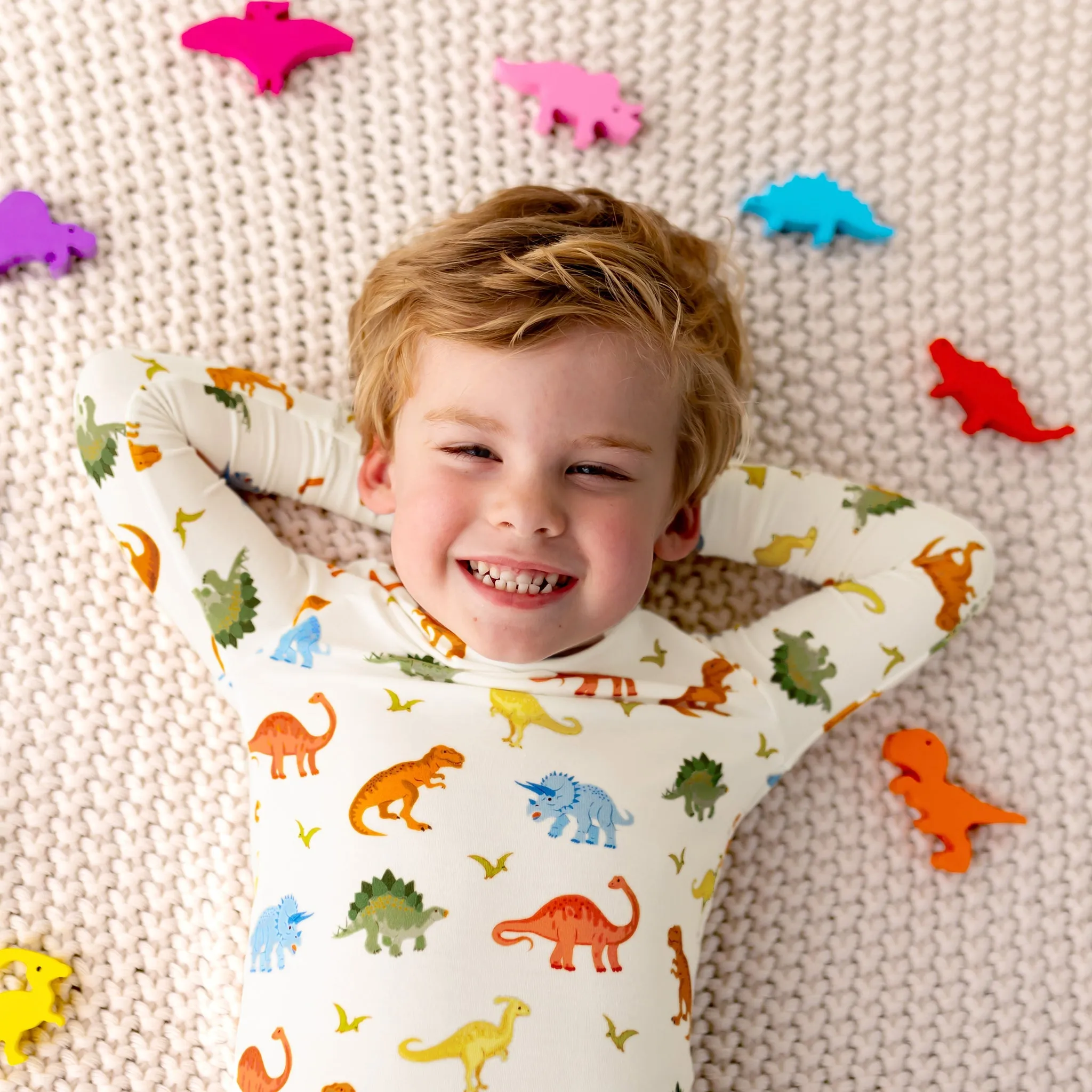 Powder Blue Jurassic Crew Long Sleeve Pajama Set (2T-12Y)