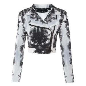 Printed Jersey Biker Jacket