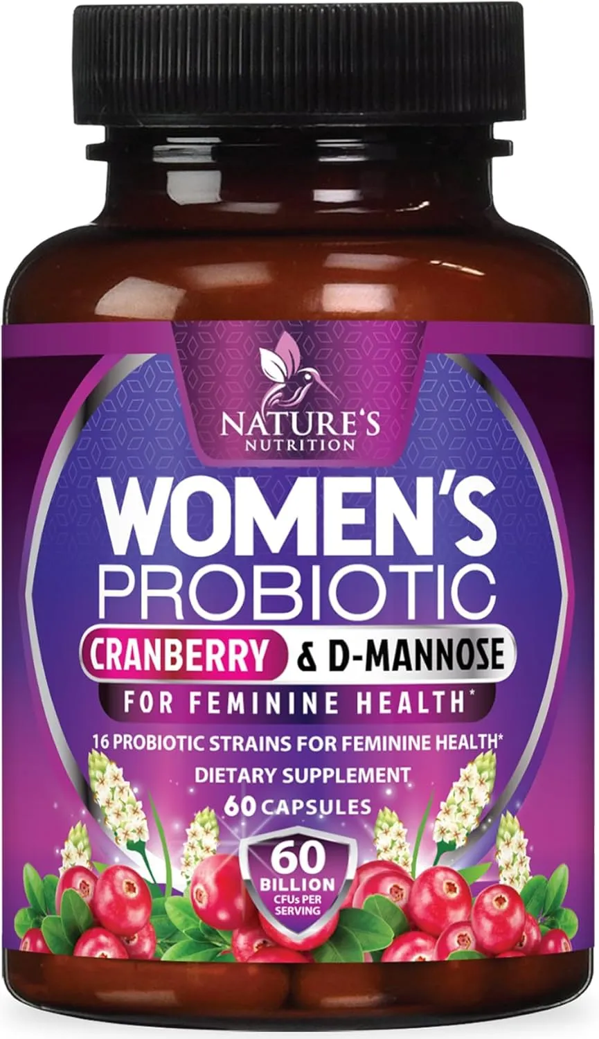 Probiotics for Women with Prebiotics & Cranberry, 50 Billion CFU, Vaginal Women's Probiotic for Immune & Digestive Health, D-Mannose for Urinary Health, Shelf Stable No Soy Gluten Dairy - 60 Capsules