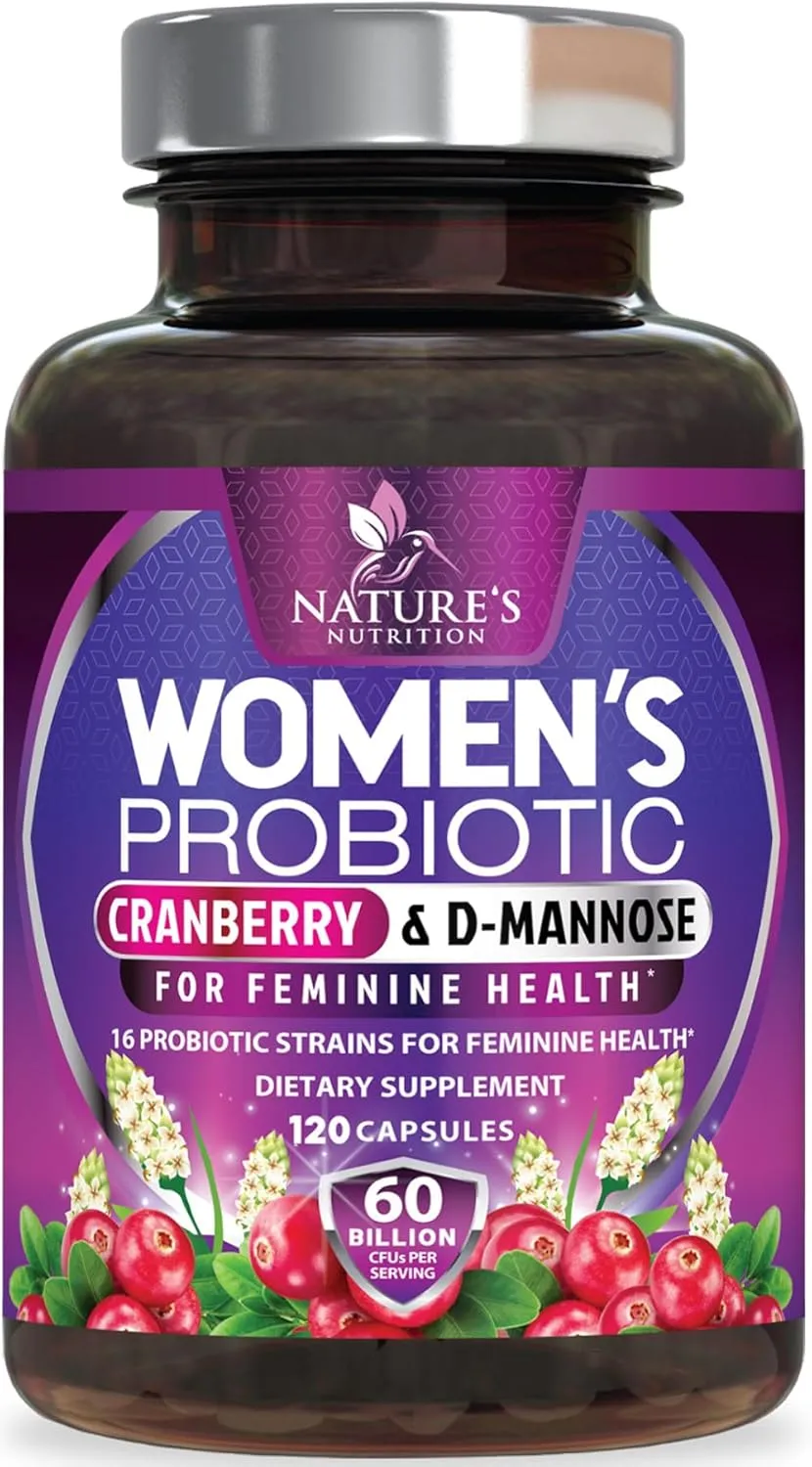 Probiotics for Women with Prebiotics & Cranberry, 50 Billion CFU, Vaginal Women's Probiotic for Immune & Digestive Health, D-Mannose for Urinary Health, Shelf Stable No Soy Gluten Dairy - 60 Capsules
