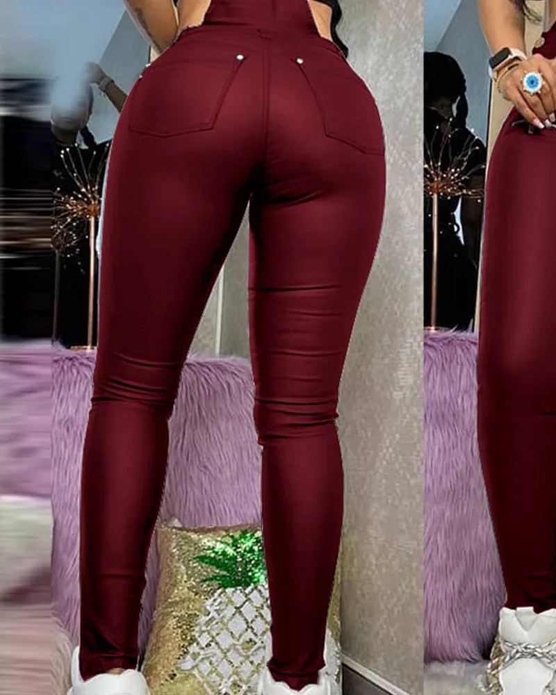 PU Leather Jumpsuit