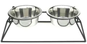 Pyramid Elevated Double Dog Feeder - Extra Large-Black