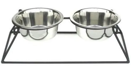 Pyramid Elevated Double Dog Feeder - Extra Large-Black
