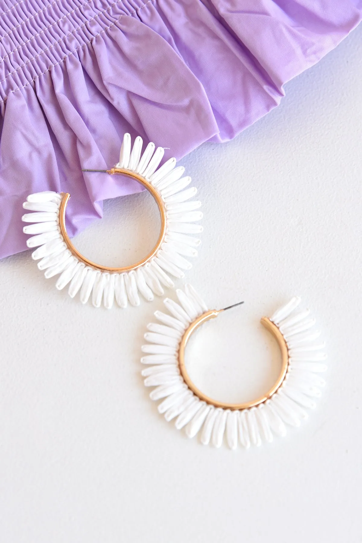 RAFFIA HOOP EARRINGS