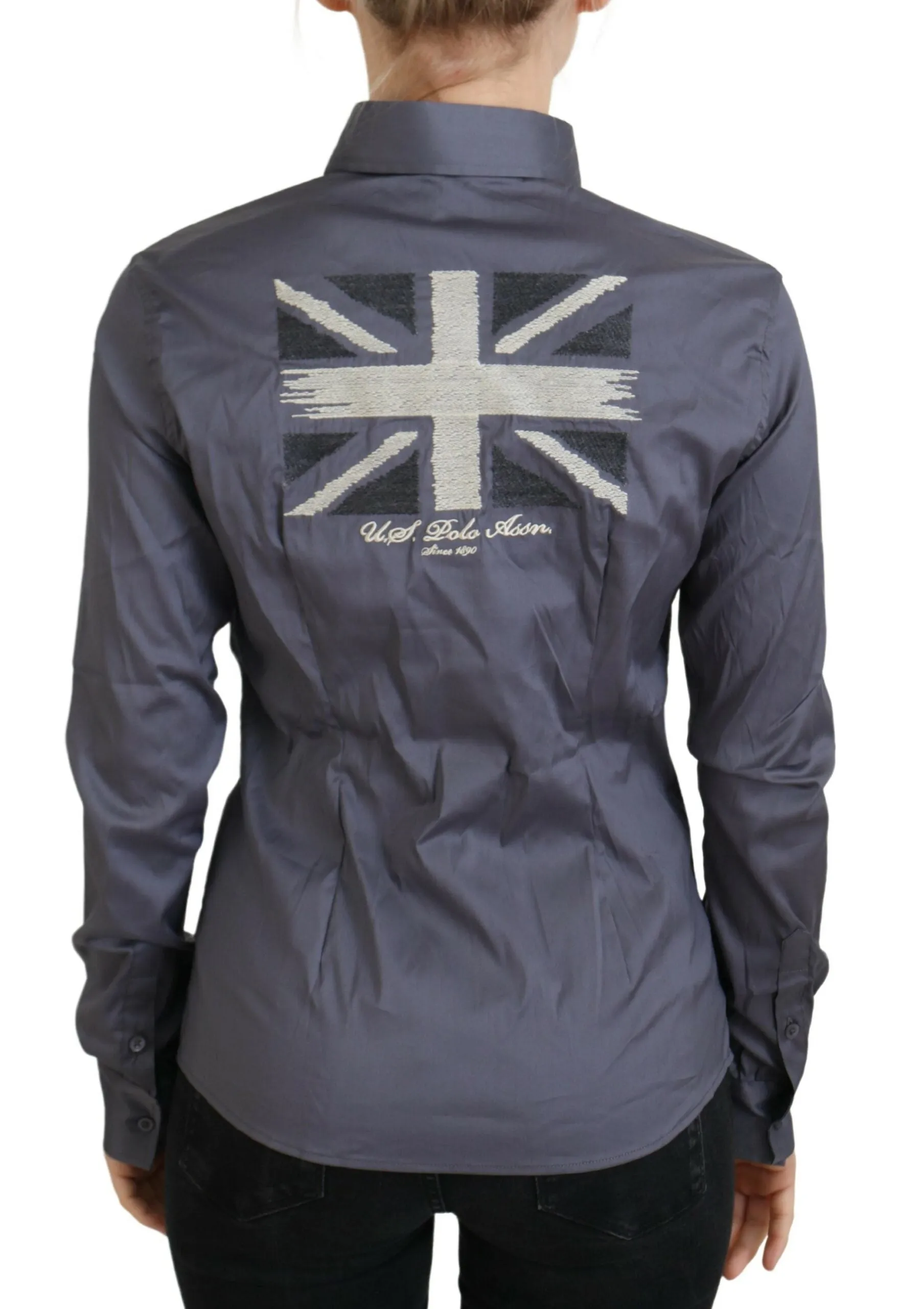 Ralph Lauren Elegant Gray Long Sleeve Polo Top