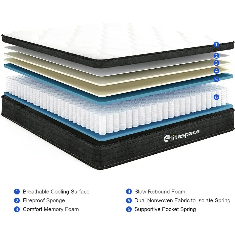 SerenitySleep 10-Inch Hybrid Memory Foam Queen Mattress - Grey