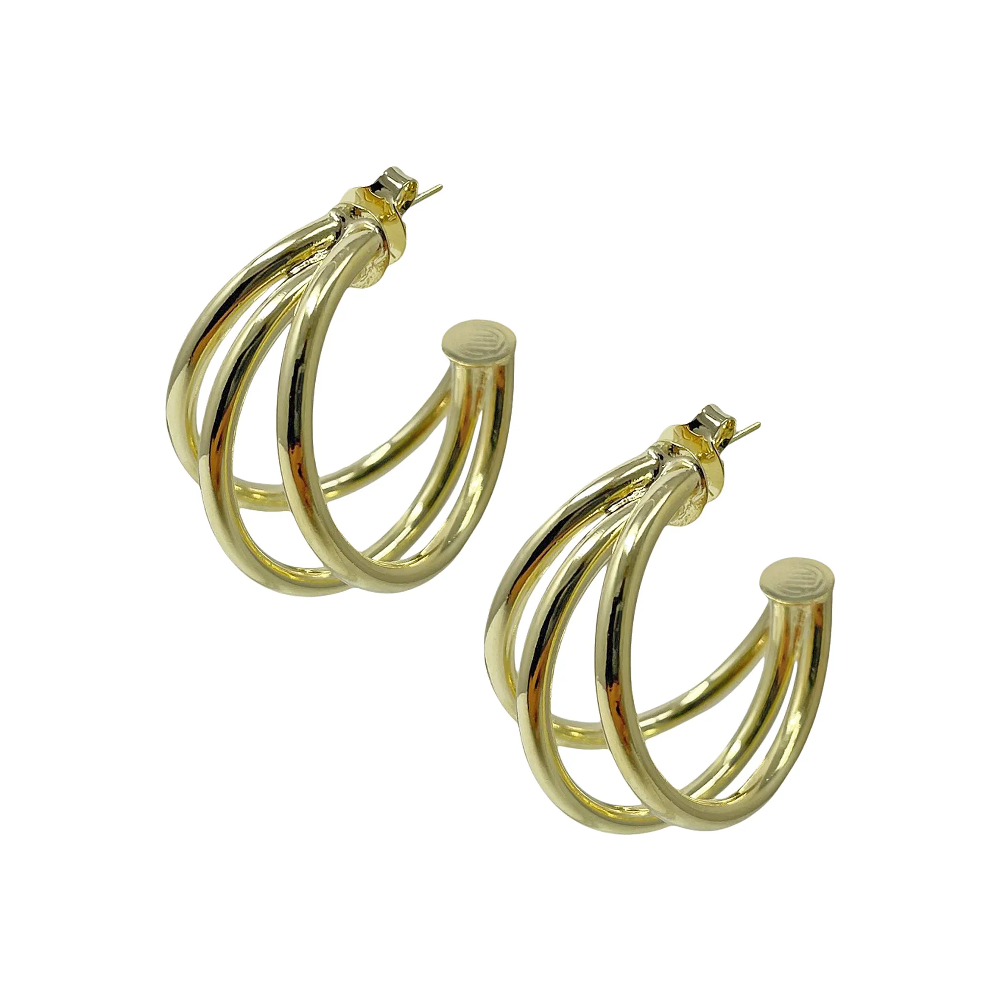 Sheila Fajl Claire Triple Hoop Earrings in Polished Gold Plated