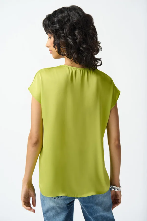 Short Sleeve Satin Top Key Lime Style 242123