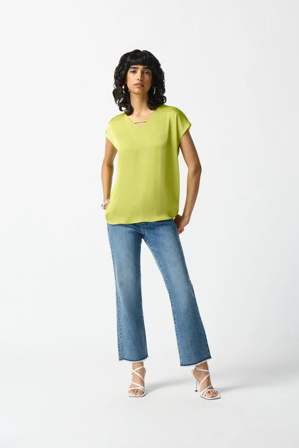 Short Sleeve Satin Top Key Lime Style 242123