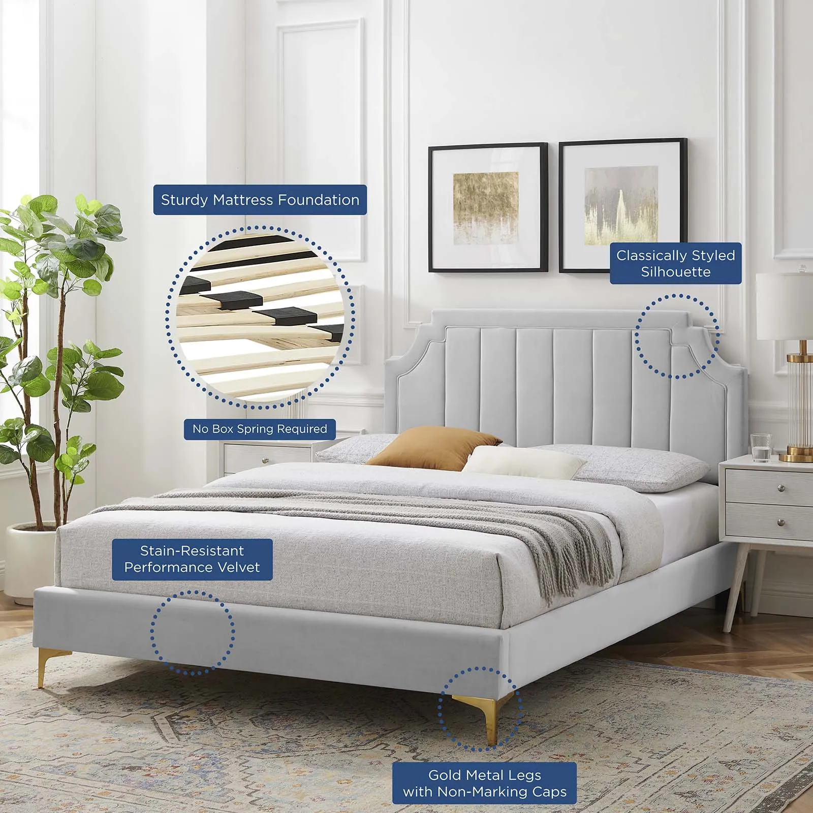 Sienna Performance Velvet Platform Bed